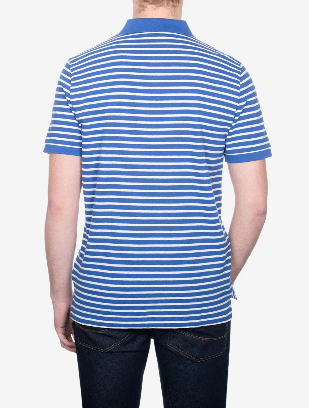 Striped Short Sleeve Pique Polo Rich Blue