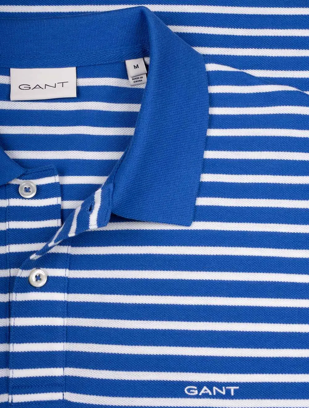 Striped Short Sleeve Pique Polo Rich Blue