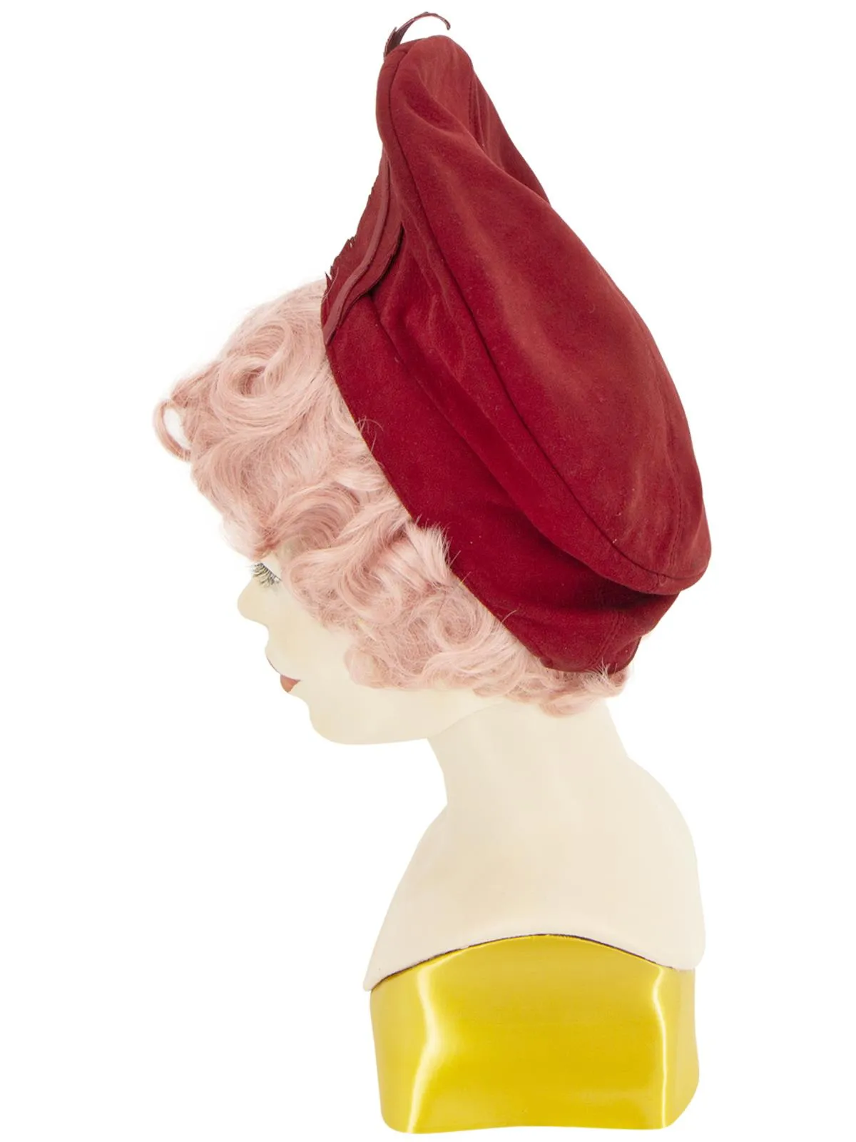 Suede Soft Profile Red Halo 1940s Hat