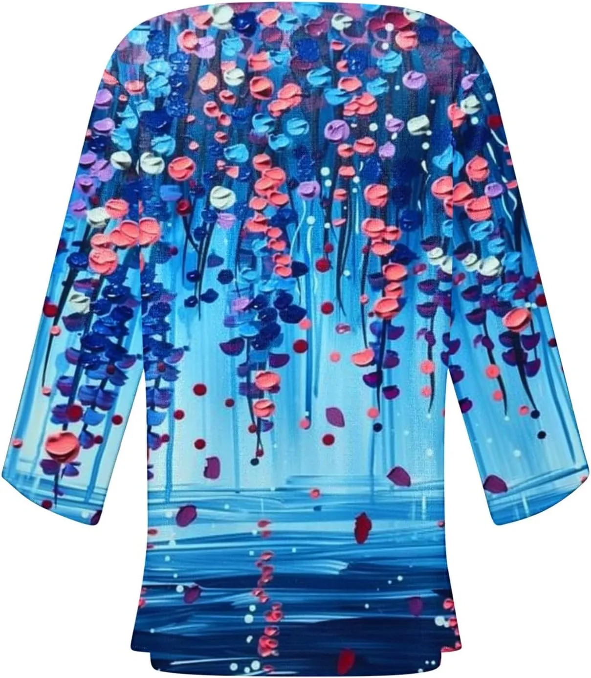 Summer 3/4 Sleeve Cardigans for Women Fashion Floral Oil Printing Cardigan Lightweight Casual Loose Fit Cover Up Top