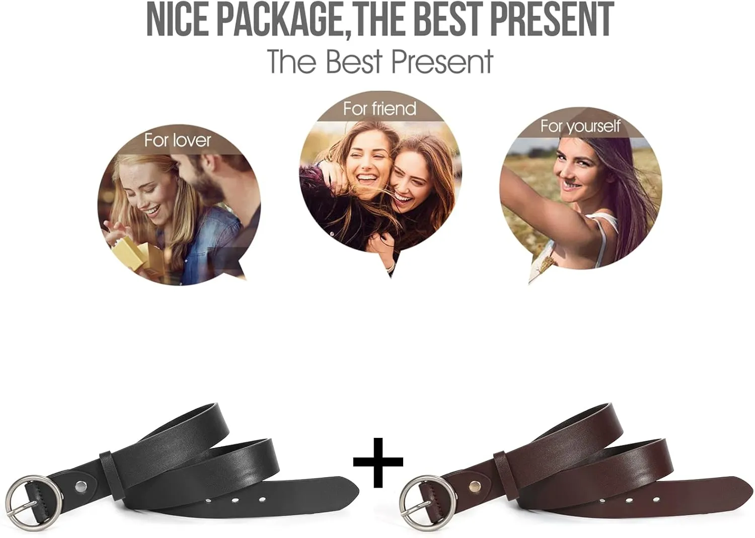 SUOSDEY Women Leather Belt with O-Ring Buckle,Fashion Soft Ladies Waist Belt for Jeans Dresses,1.3" Width