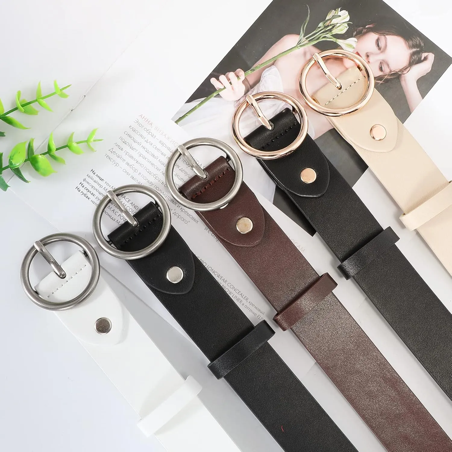 SUOSDEY Women Leather Belt with O-Ring Buckle,Fashion Soft Ladies Waist Belt for Jeans Dresses,1.3" Width