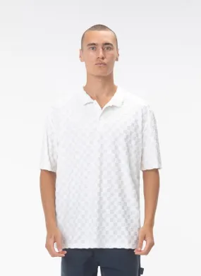 Terry Checker Polo White