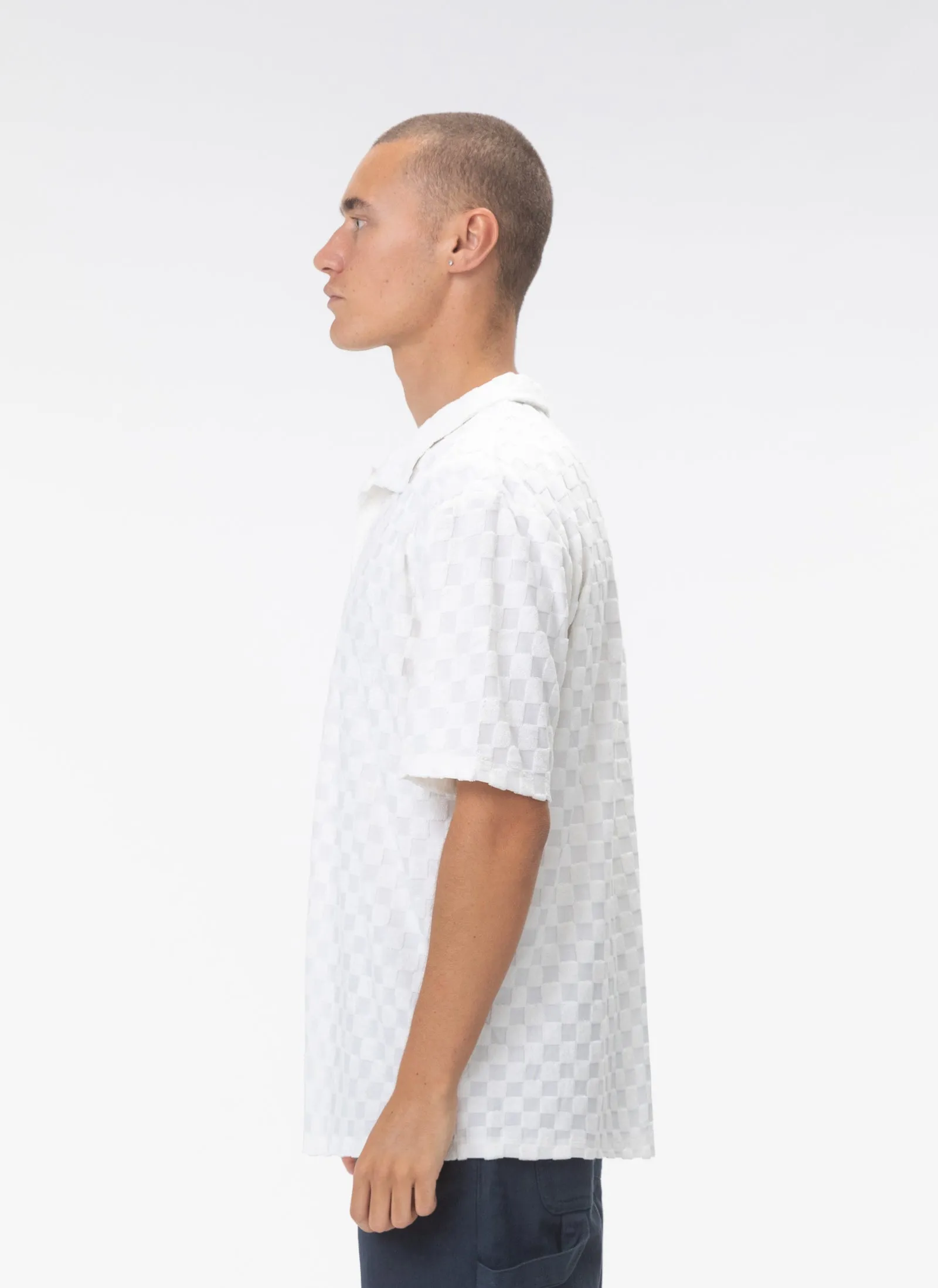 Terry Checker Polo White