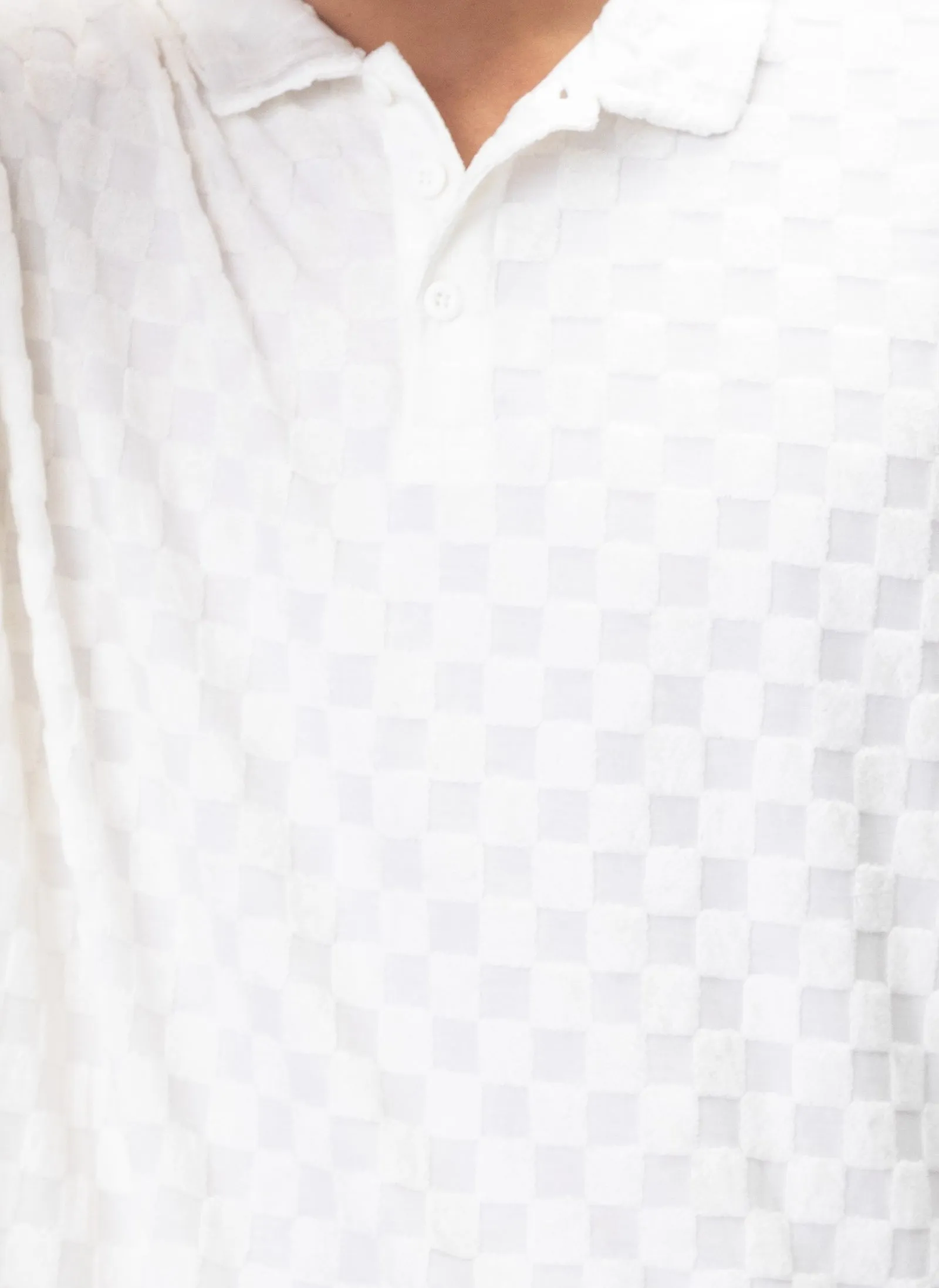 Terry Checker Polo White