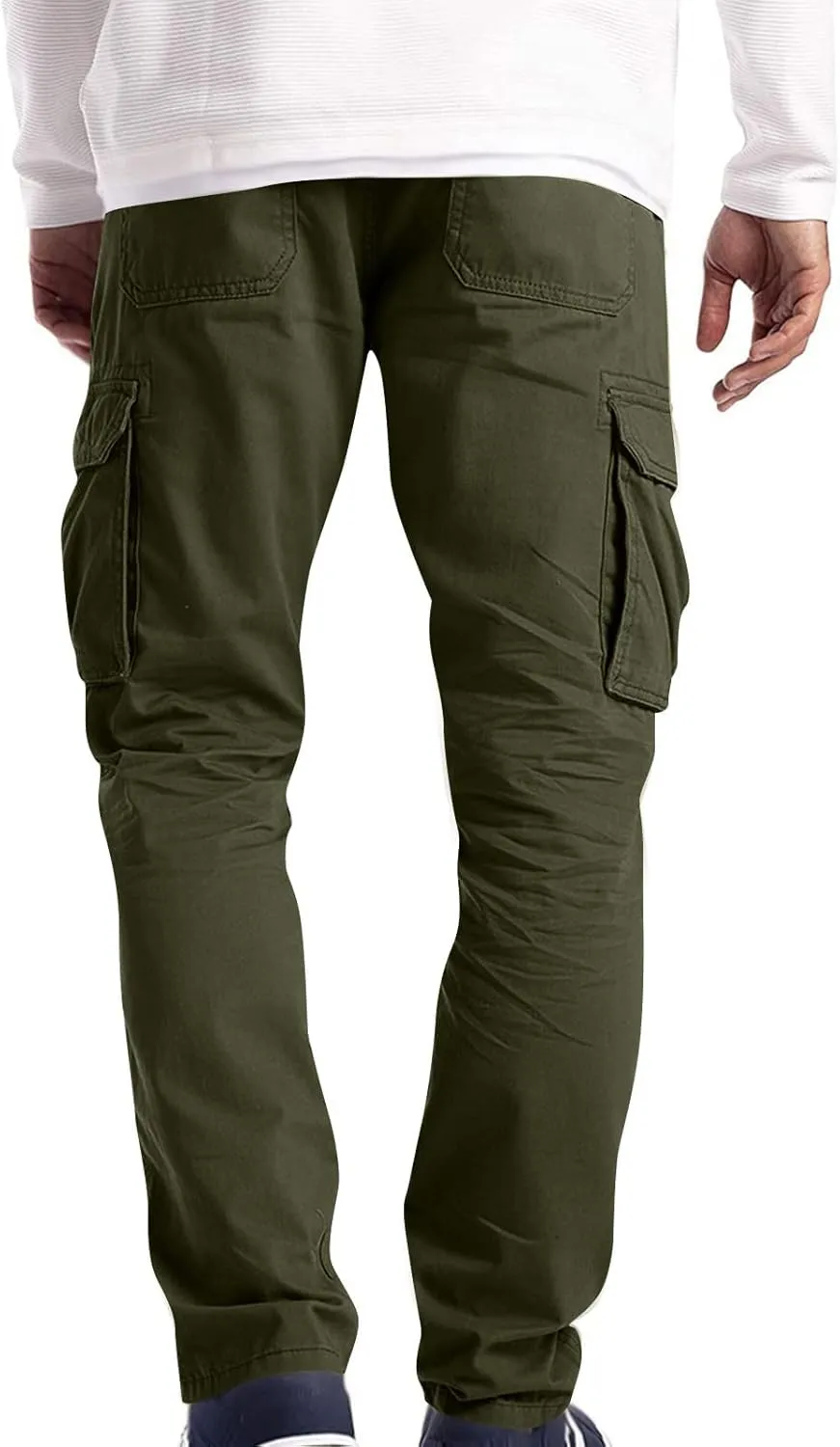 Thatrich Mens Cargo Pants Relaxed Fit Sweatpants for Jogging Straight Leg Trousers Solid Color Casual Cargo Pant Multi Pocket