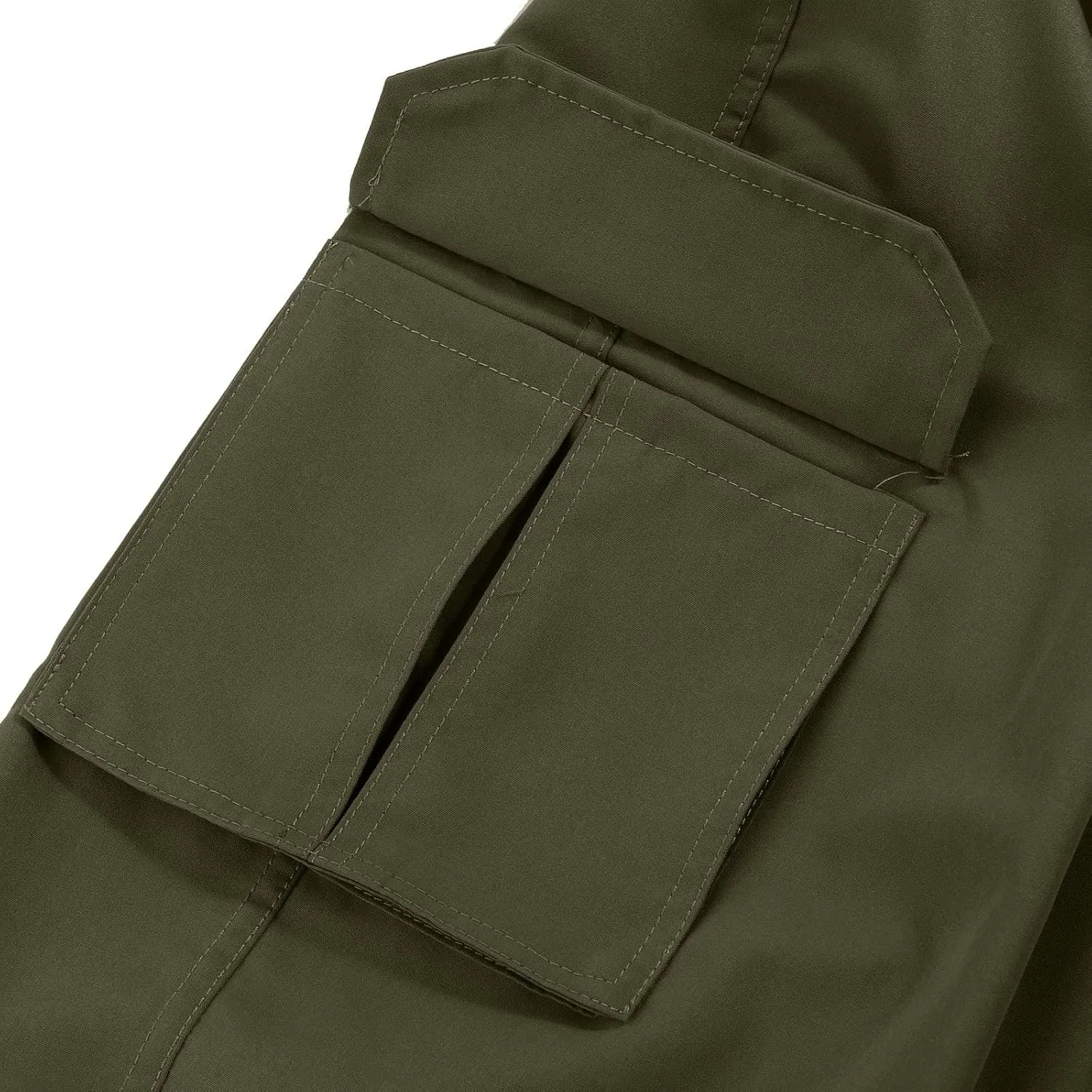 Thatrich Mens Cargo Pants Relaxed Fit Sweatpants for Jogging Straight Leg Trousers Solid Color Casual Cargo Pant Multi Pocket