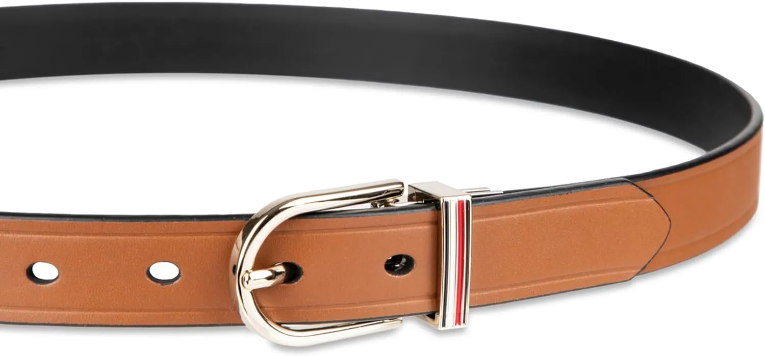 Tommy Hilfiger Women's Two-in-one Reversible Slim Width Casual Leather Belt for Jeans, Trousers and Dresses