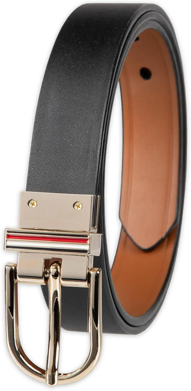 Tommy Hilfiger Women's Two-in-one Reversible Slim Width Casual Leather Belt for Jeans, Trousers and Dresses
