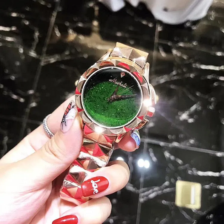 Trendy Green Stainless Steel Women's Watch