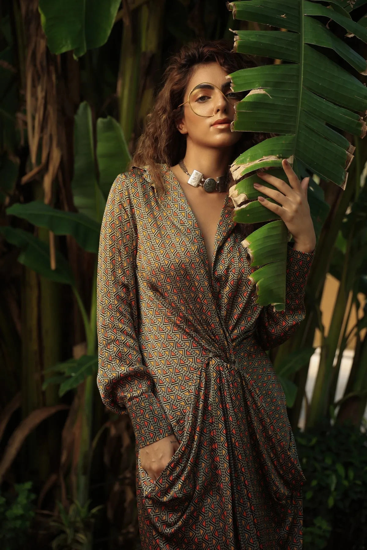 Trevron sage green twisted dress