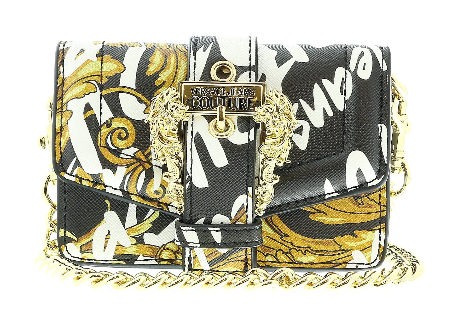 Versace Jeans Couture Black/Gold Brush Signature Micro Crossbody Bag