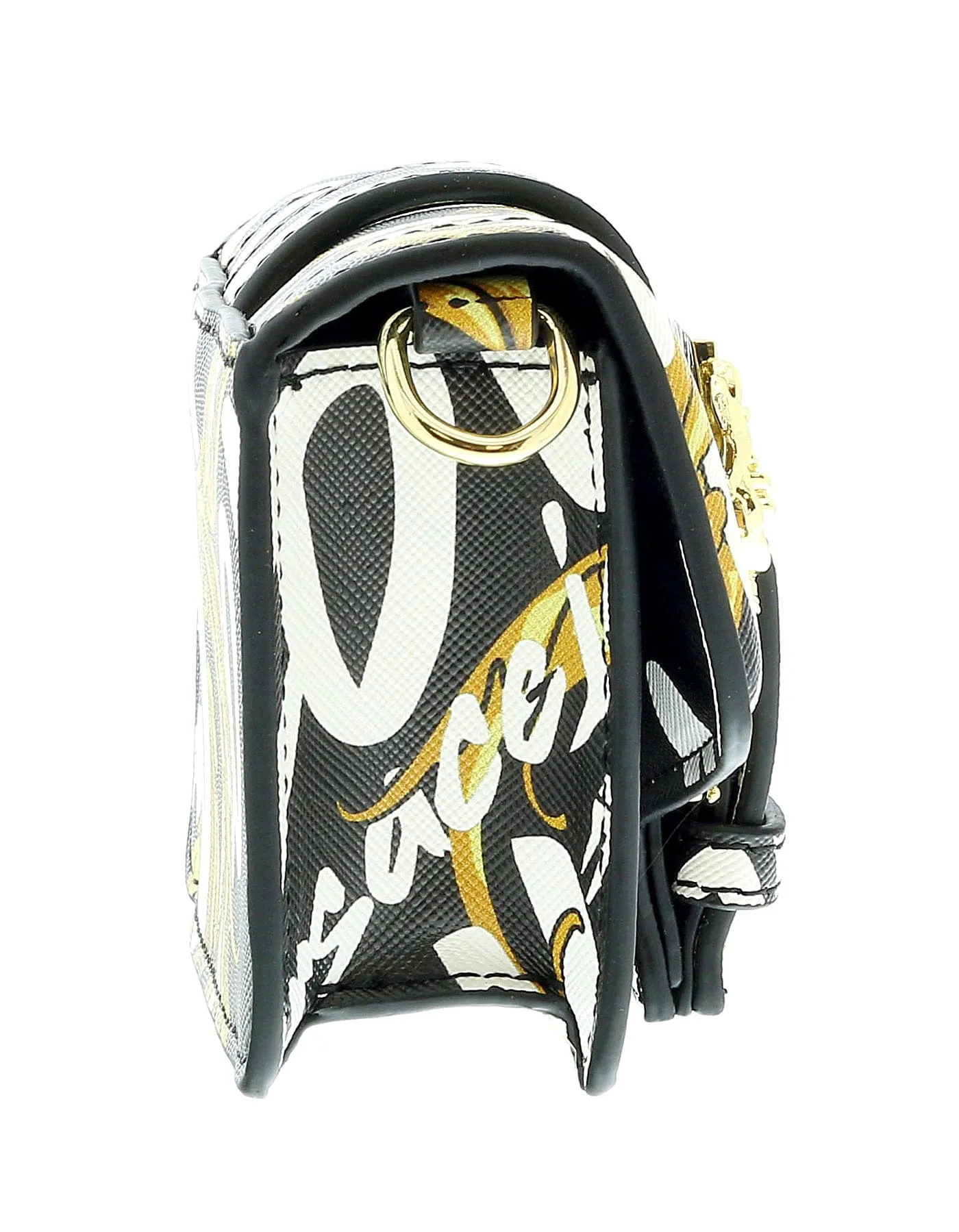Versace Jeans Couture Black/Gold Brush Signature Micro Crossbody Bag