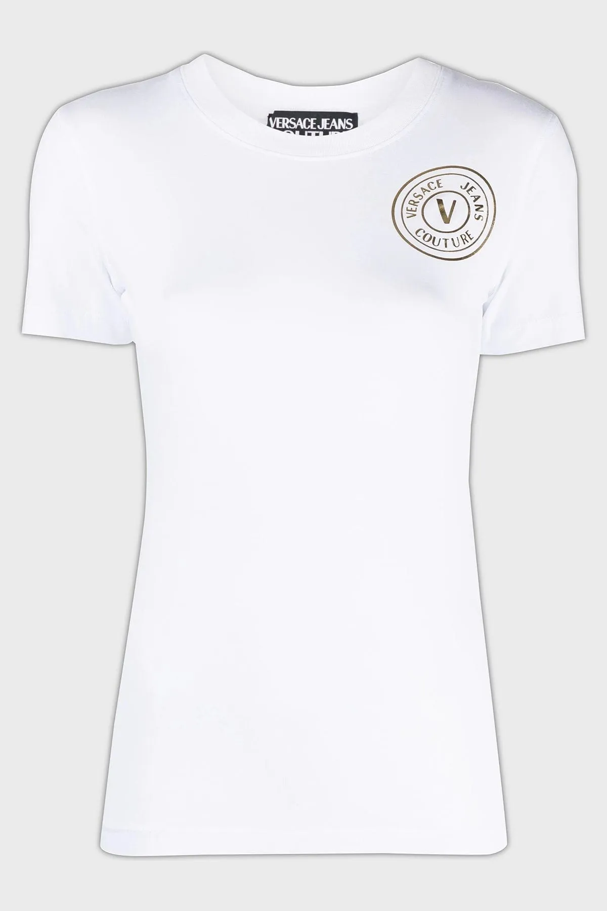 Versace Jeans Couture White Logo Patch T-Shirt – Sleek Minimalist Style-