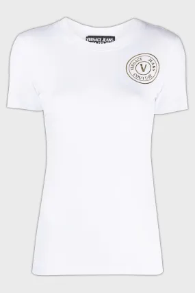 Versace Jeans Couture White Logo Patch T-Shirt – Sleek Minimalist Style-