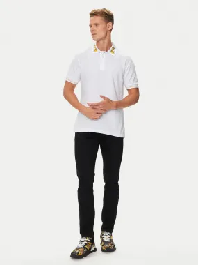 Versace Jeans Couture White Polo Shirt – Classic Fit  Baroque Collar Detail-