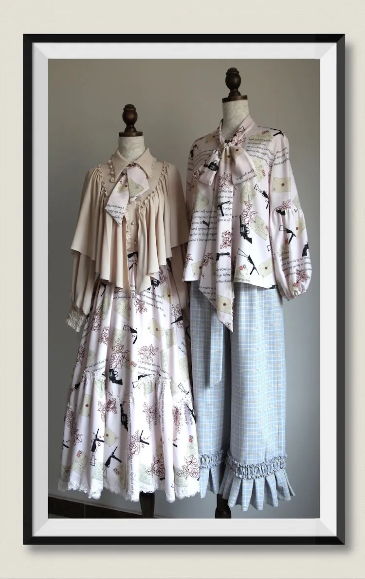 VTGDOLL~World War II love letter~Elegant Lolita Shirt and Lolita Painted SK