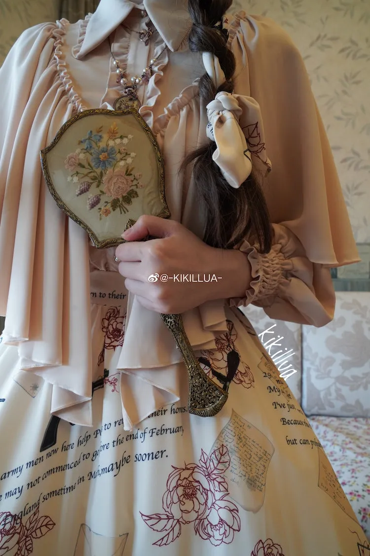 VTGDOLL~World War II love letter~Elegant Lolita Shirt and Lolita Painted SK