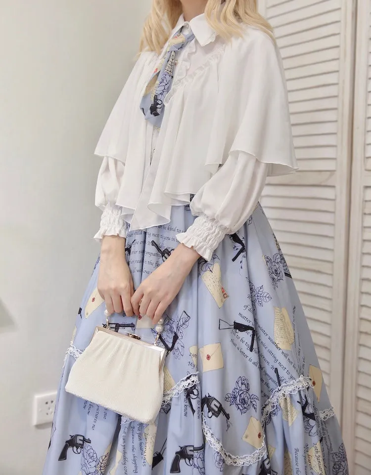VTGDOLL~World War II love letter~Elegant Lolita Shirt and Lolita Painted SK