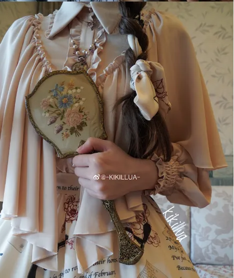 VTGDOLL~World War II love letter~Elegant Lolita Shirt and Lolita Painted SK