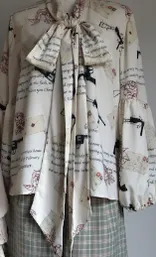 VTGDOLL~World War II love letter~Elegant Lolita Shirt and Lolita Painted SK