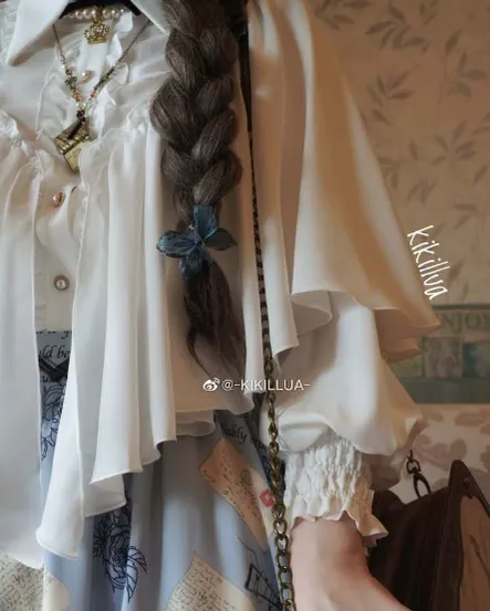 VTGDOLL~World War II love letter~Elegant Lolita Shirt and Lolita Painted SK