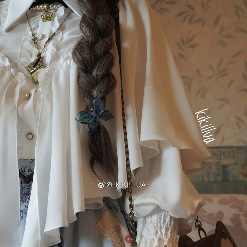 VTGDOLL~World War II love letter~Elegant Lolita Shirt and Lolita Painted SK