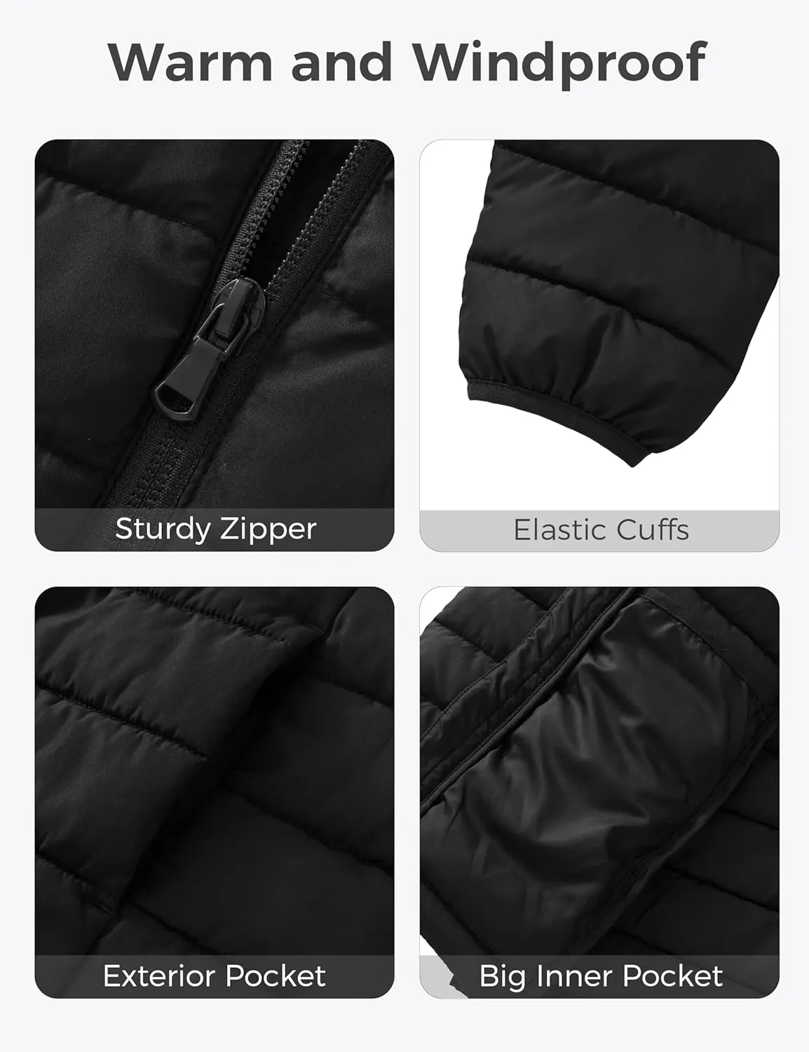 wantdo Boy's Light Puffer Jacket Packable Winter Jacket Windproof Hooded