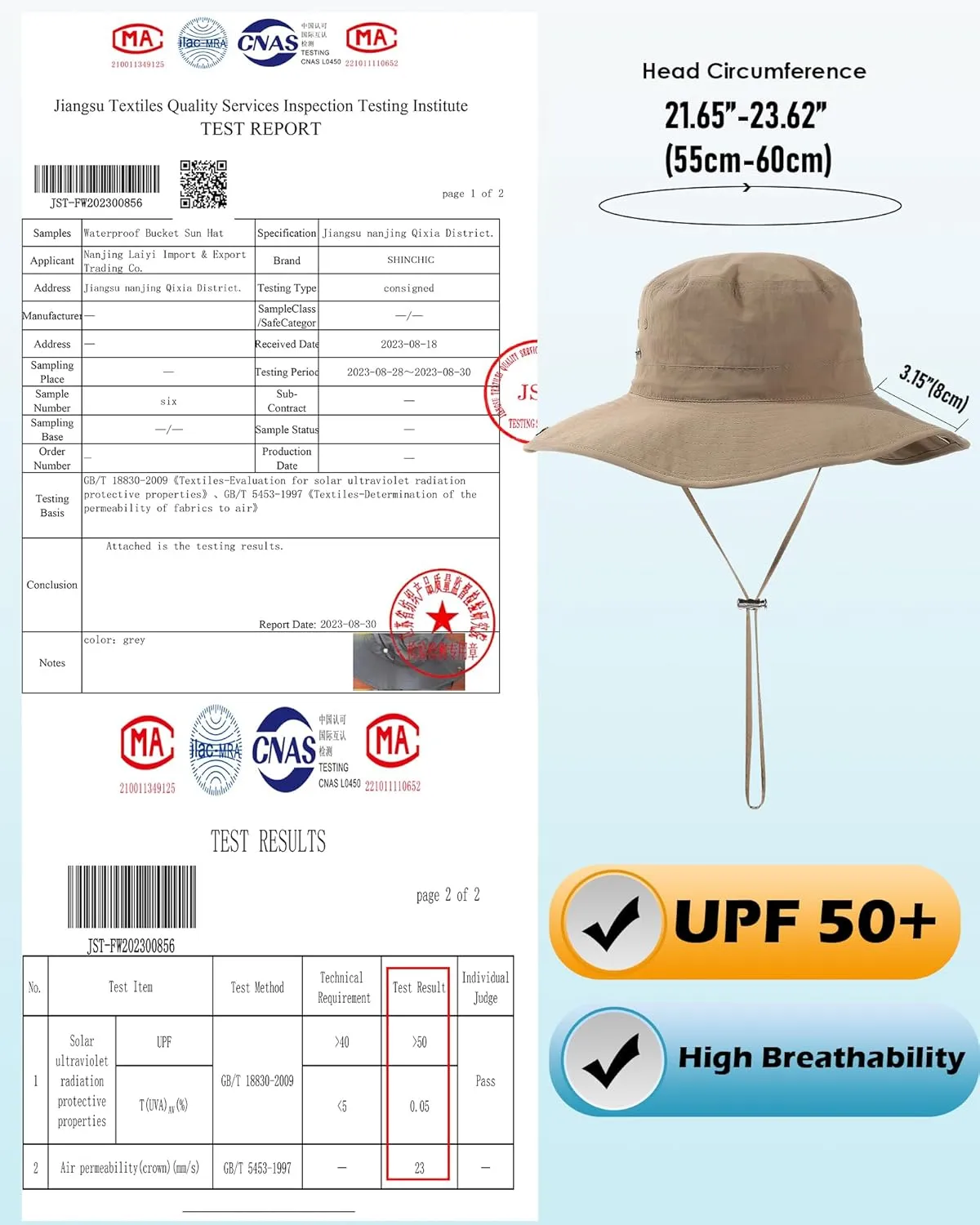 Waterproof Bucket Rain Hat for Women Wide Brim Summer UPF50  Cowboy Sun Hat Men Foldable Soft Floppy Beach Hat