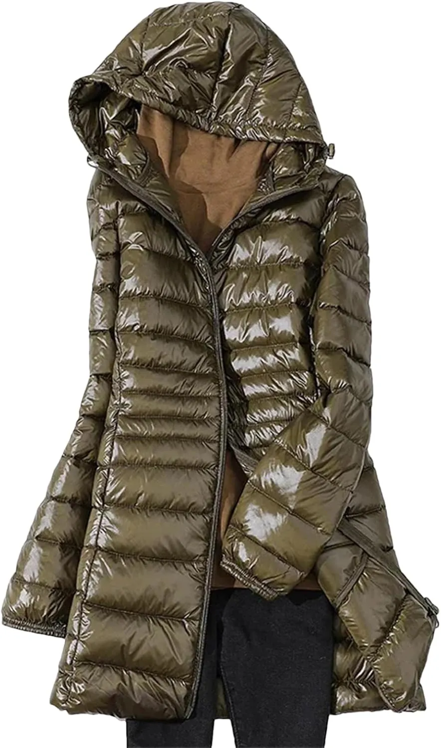 Women Puffer Jackets light Duck Down Coat Winter Warm Portable Hooded Windbreaker Parka