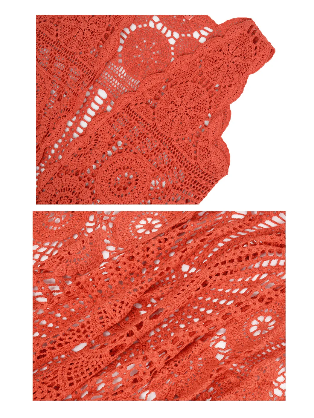Womens Hippie Bohemian Floral Crochet Lace Trim Sleeveless Vest Cardigan