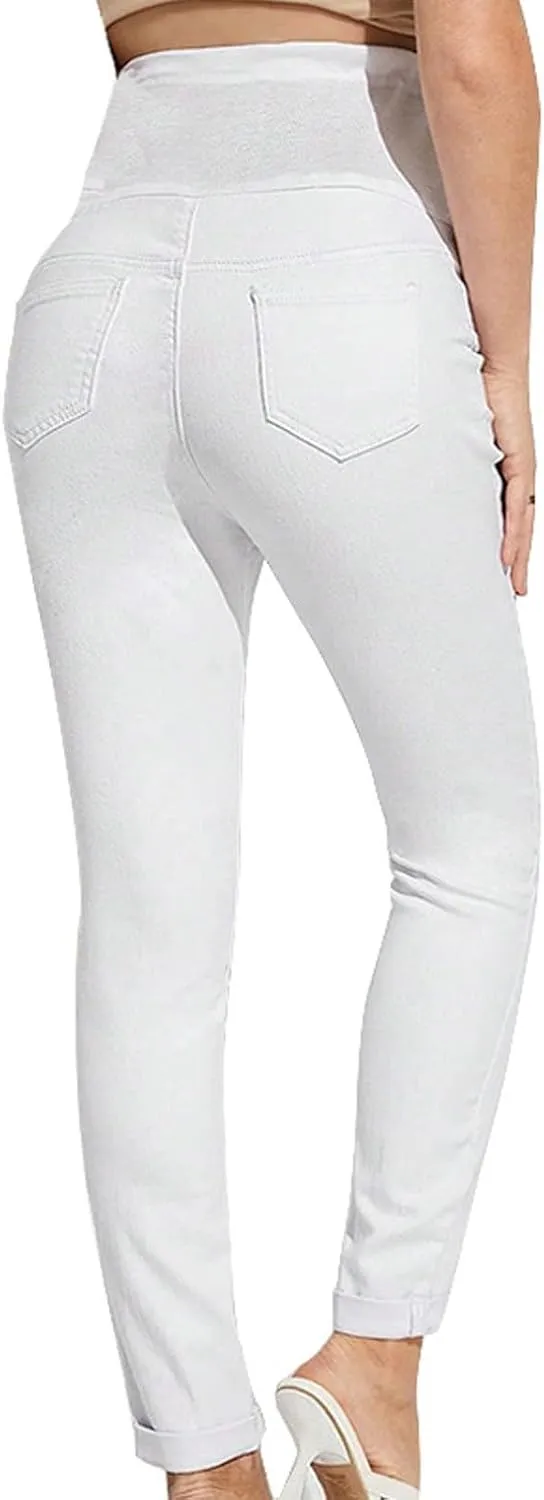 Women's Maternity Jeans Over Belly Skinny Stretchy Denim Pants Comfy Slim Pregnancy Pants