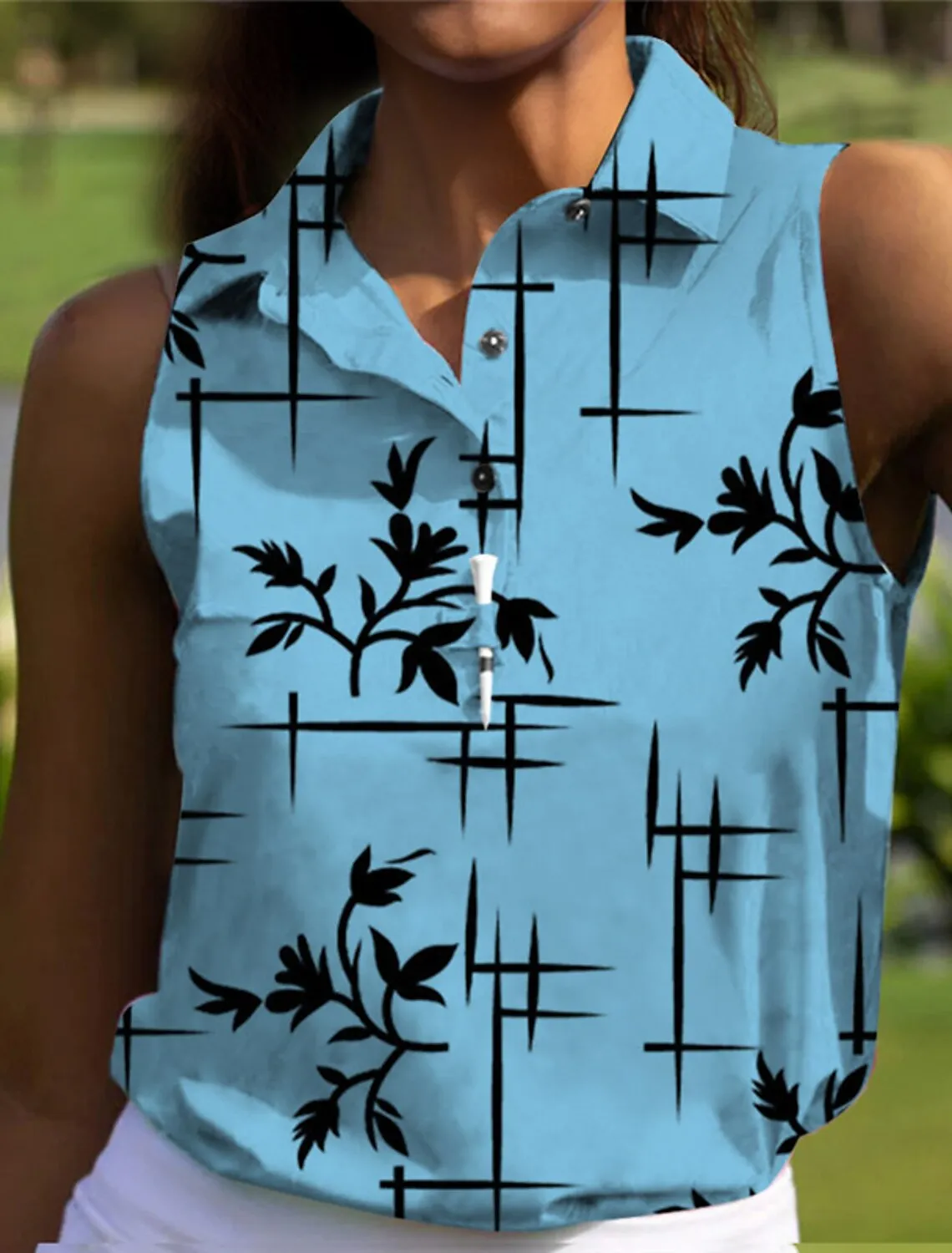 Women's Polo Shirt Golf Shirt Button Up Polo Breathable Quick Dry Moisture Wicking Sleeveless Golf Apparel Golf Clothes Regular Fit Printed Summer Tennis Golf Pickleball