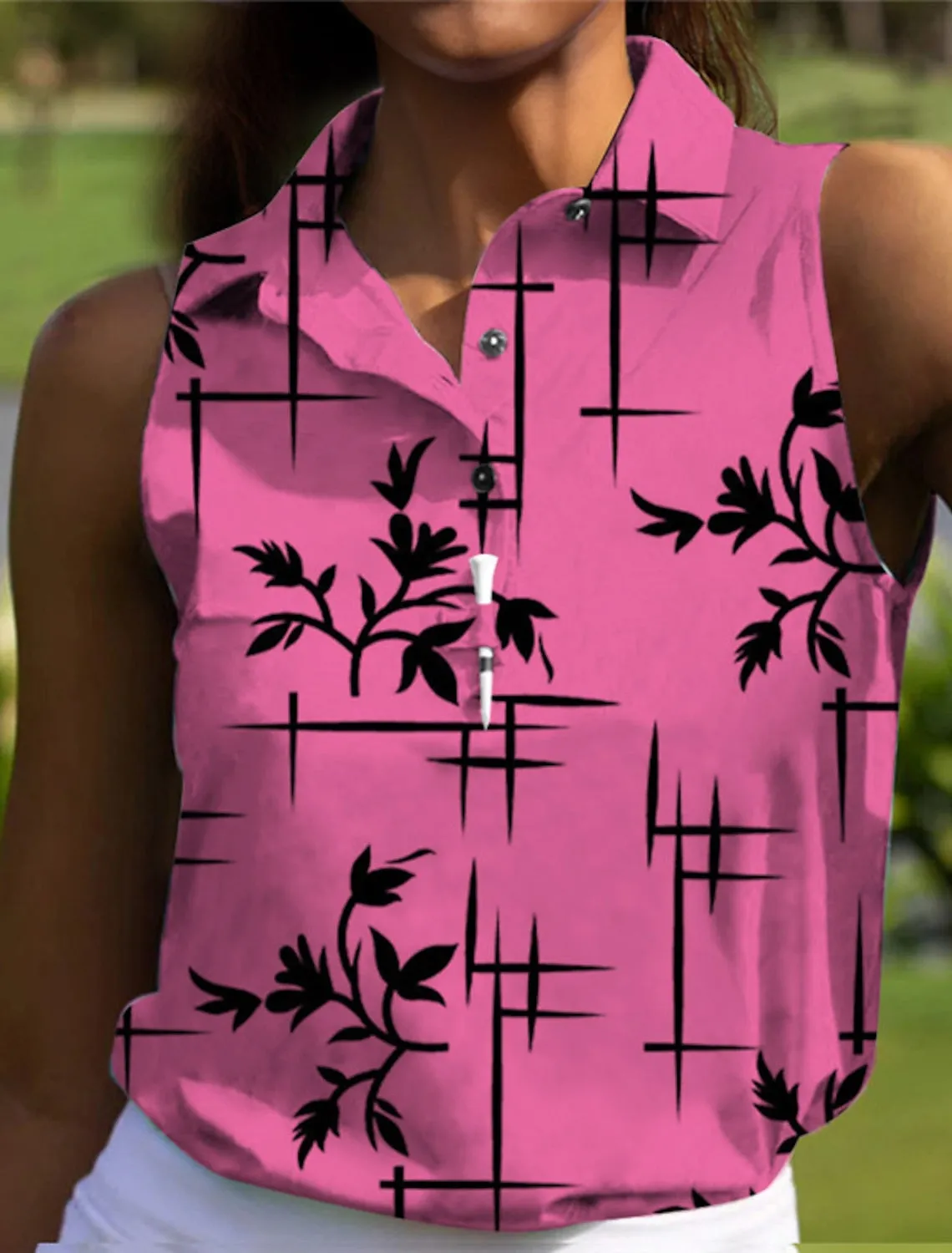 Women's Polo Shirt Golf Shirt Button Up Polo Breathable Quick Dry Moisture Wicking Sleeveless Golf Apparel Golf Clothes Regular Fit Printed Summer Tennis Golf Pickleball