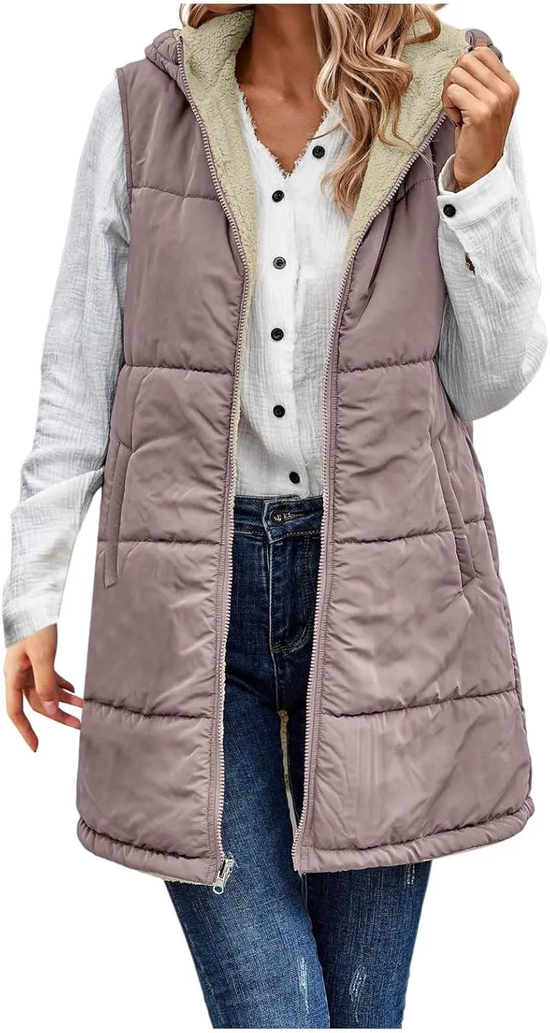 Women's Puffer Jacket Packable Quilted Light Down Parka Oversized Long Puffy Jacket Insulated Jacket With Hood