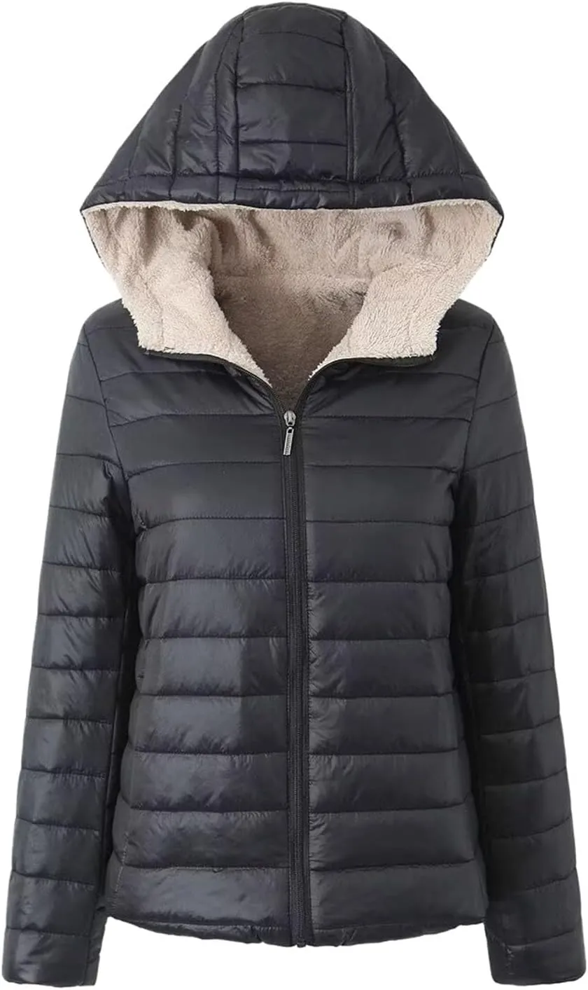 Women's Puffer Jacket Packable Quilted Light Down Parka Plus Size Long Padding Jacket Waterproof Jacket With Hood