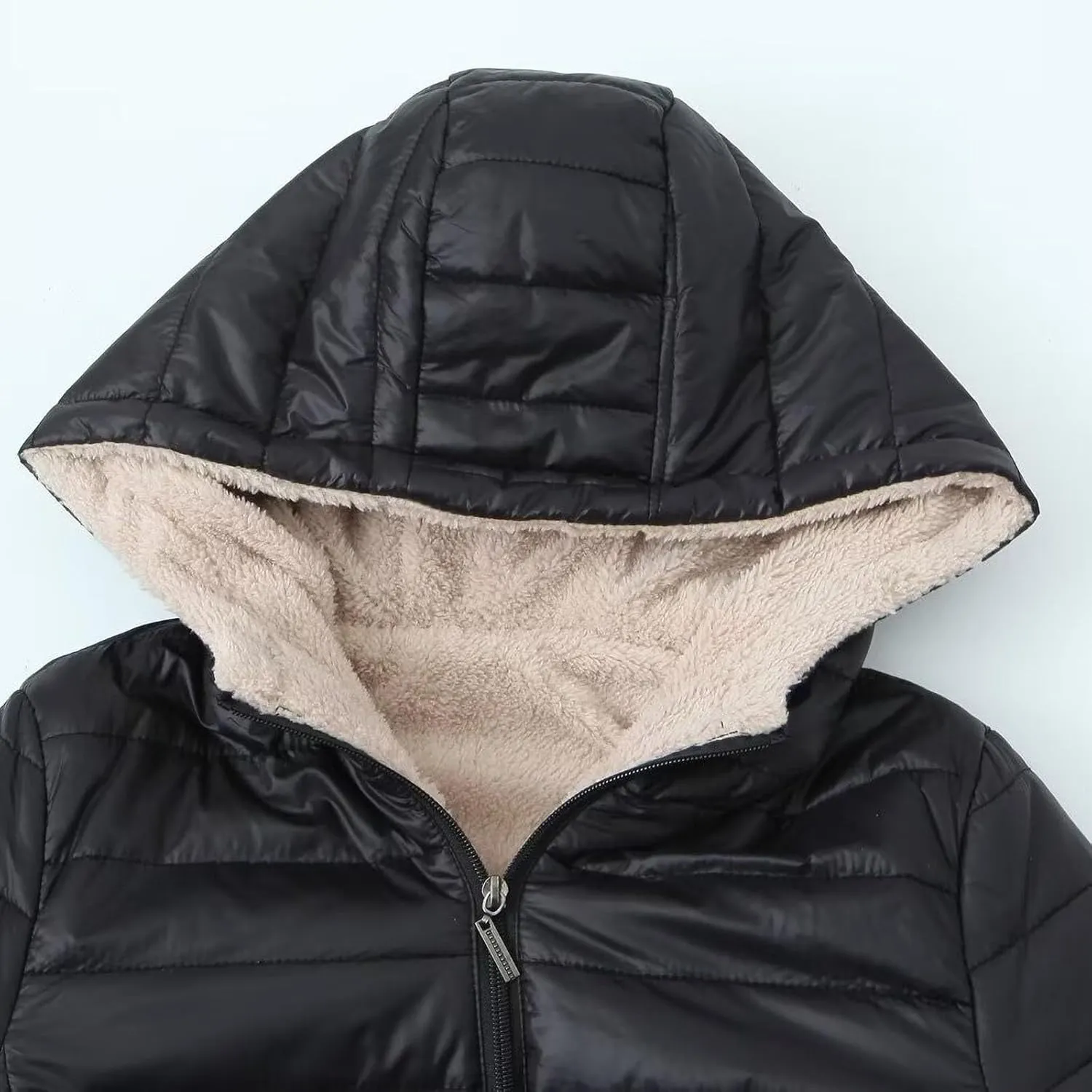 Women's Puffer Jacket Packable Quilted Light Down Parka Plus Size Long Padding Jacket Waterproof Jacket With Hood