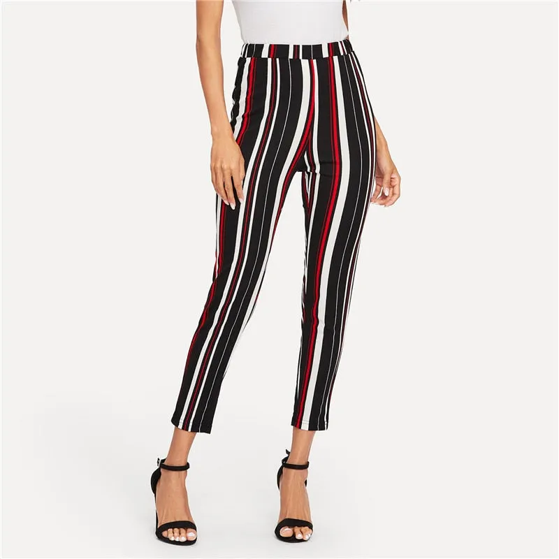 Women's Stretchy Striped Skinny Pants