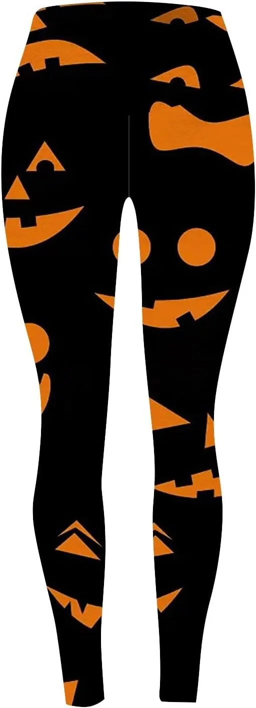 Workout Womens Leggings Halloween Graphic Yoga Pants High Waisted Stretchy Tights Skinny Running Trousers