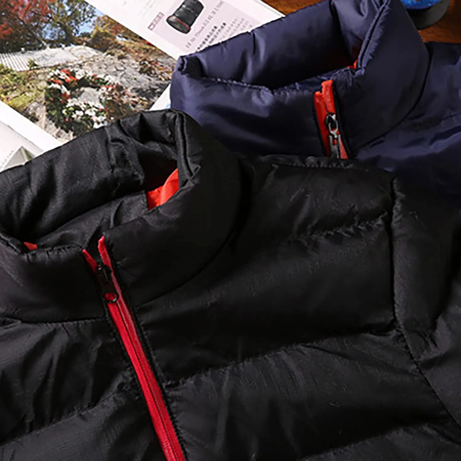 Ymosrh Rain Coats for Men Men's Autumn Winter Zipper Warm Down Jacket Packable Light Coat Mens Jackets