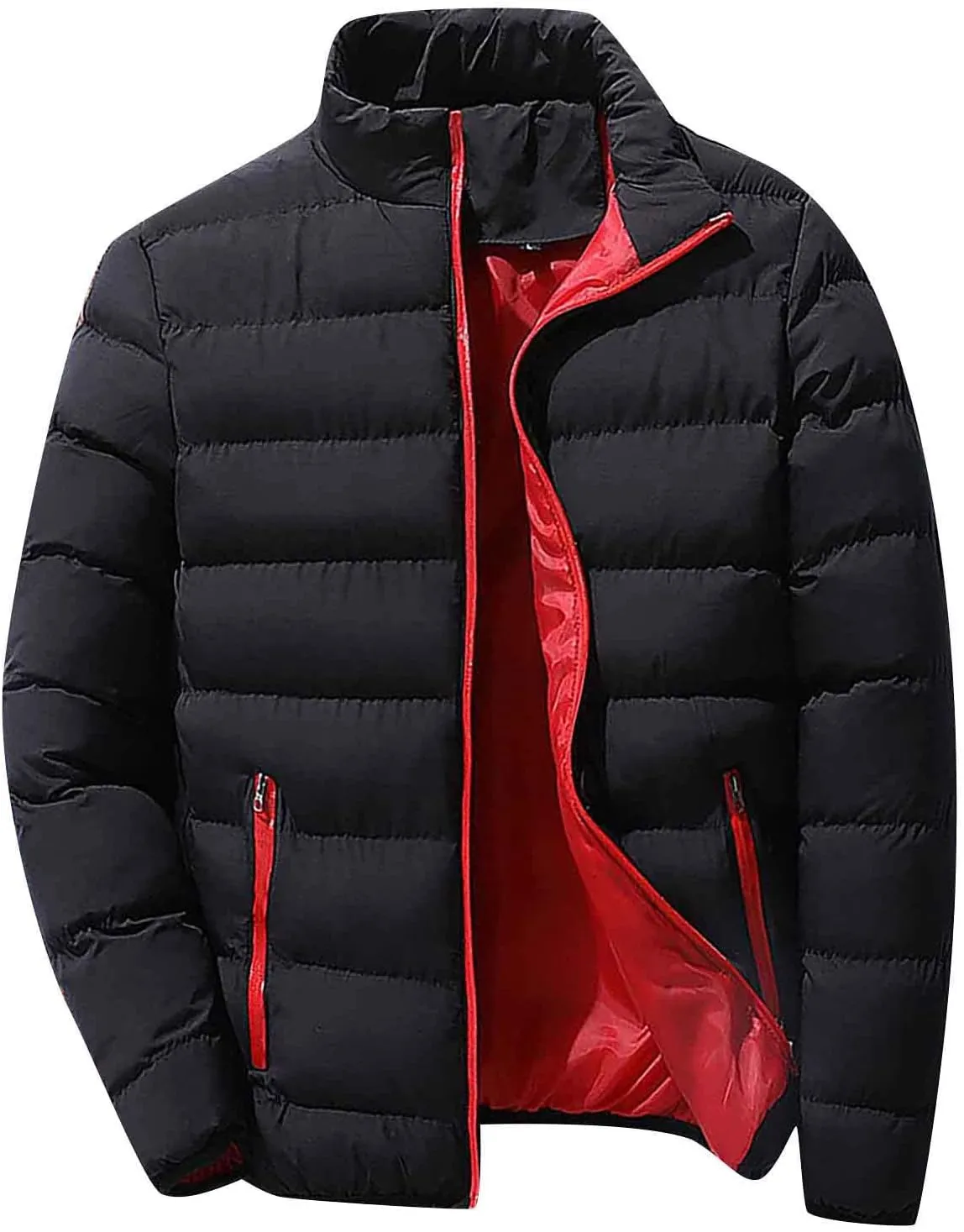 Ymosrh Rain Coats for Men Men's Autumn Winter Zipper Warm Down Jacket Packable Light Coat Mens Jackets
